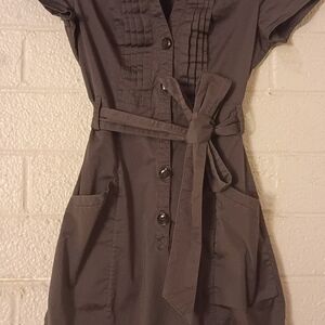 H&M Charcoal Button-Up Dress with Belt